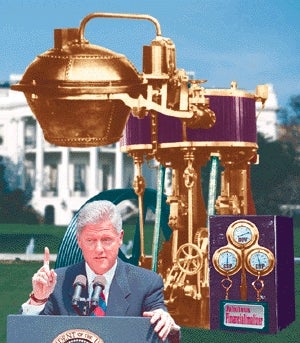 Clinton Invents New Steam-Powered Contraption To Fix Economy