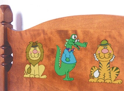 Vicious Carnivorous Animals Painted On Baby's Crib