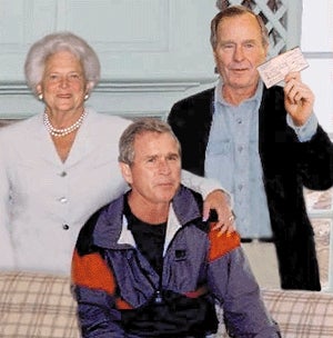 Bush Reluctantly Accepts Donation From Parents