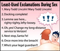 Least-Used Exclamations During Sex