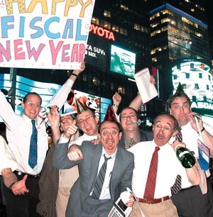 Accountants Pack Times Square For Fiscal New Year