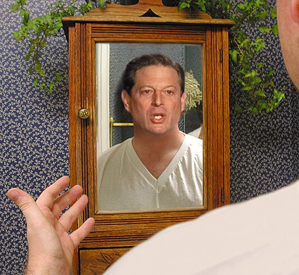 Gore Delivers Emergency Presidential Address Into Bathroom Mirror