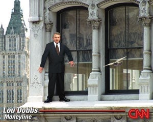 Lou Dobbs Hosts Moneyline From Window Ledge