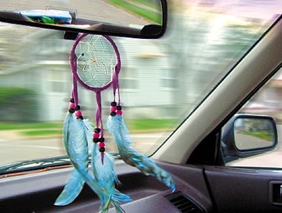 Dreamcatcher On Rearview Mirror Protects Sleeping Driver