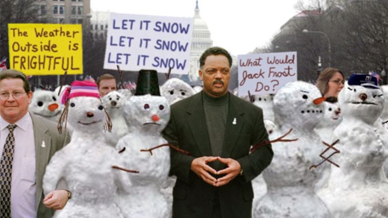 Nation's Snowmen March Against Global Warming