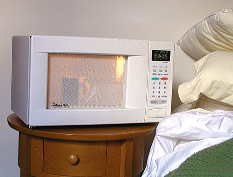 Microwave Used As Alarm Clock