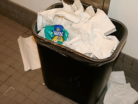 Crumpled-Up Potato Chip Bag Spotted In Bathroom Trash Can