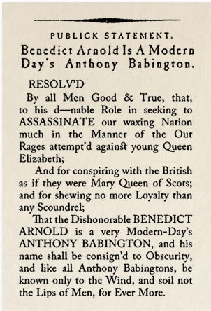 Historical Archives: Benedict Arnold Is A Modern Day's Anthony Babington