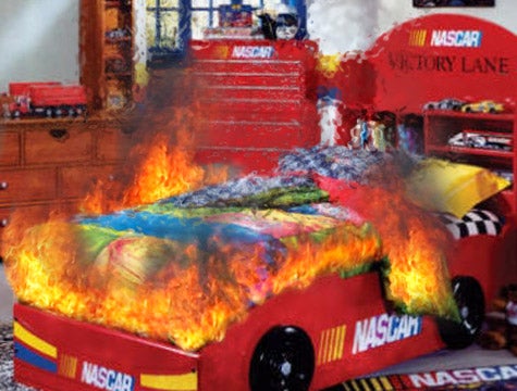 NASCAR Bed Bursts Into Flames