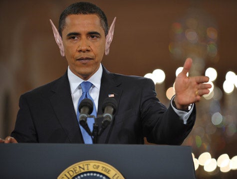 Obama Addresses Nation Still Wearing Spock Ears