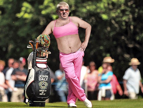 John Daly Honors Amy Mickelson By Wearing Pink Sports Bra