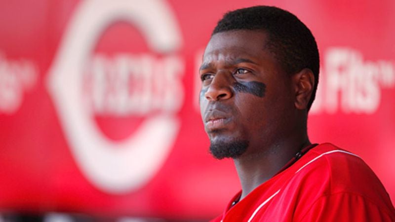 Brandon Phillips Nibbling On Pretzels While In Field