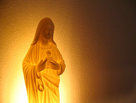 Virgin Mary Night-Light Stares Accusingly As Christian Teen Masturbates