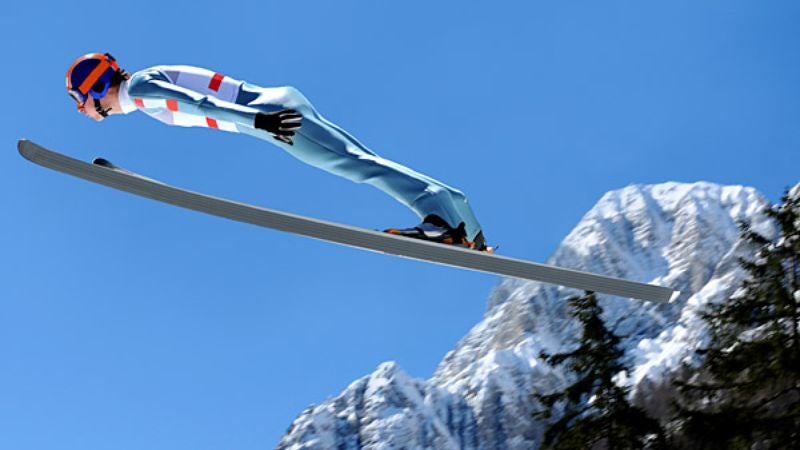 Ski Jumper Has To Work On His Soaring