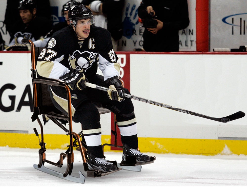 Injured Sidney Crosby Confined To Skatechair