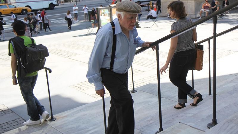 Community Devastated By Sight Of Old Man Struggling To Walk Up Steps