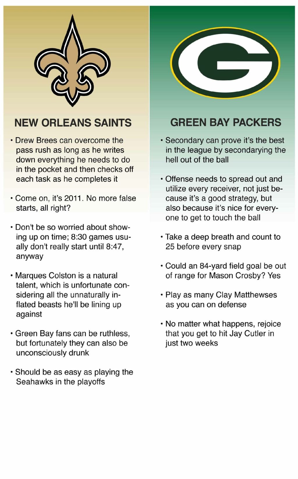 Saints vs. Packers