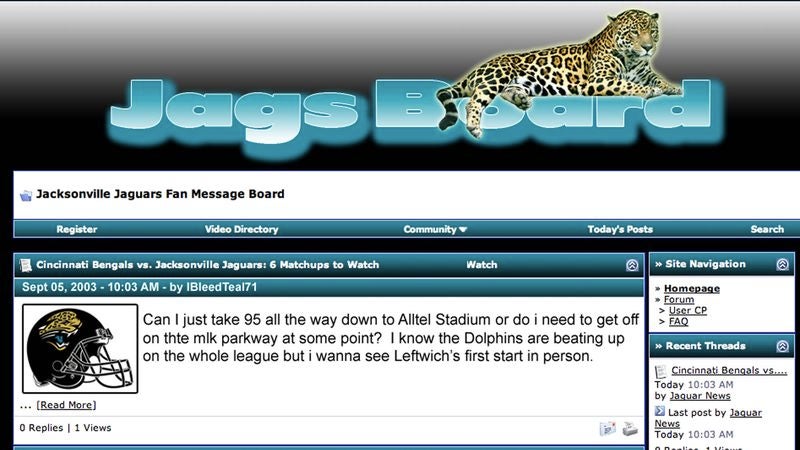 Lone Post On Jaguars Fan Message Board Requests Directions To Stadium