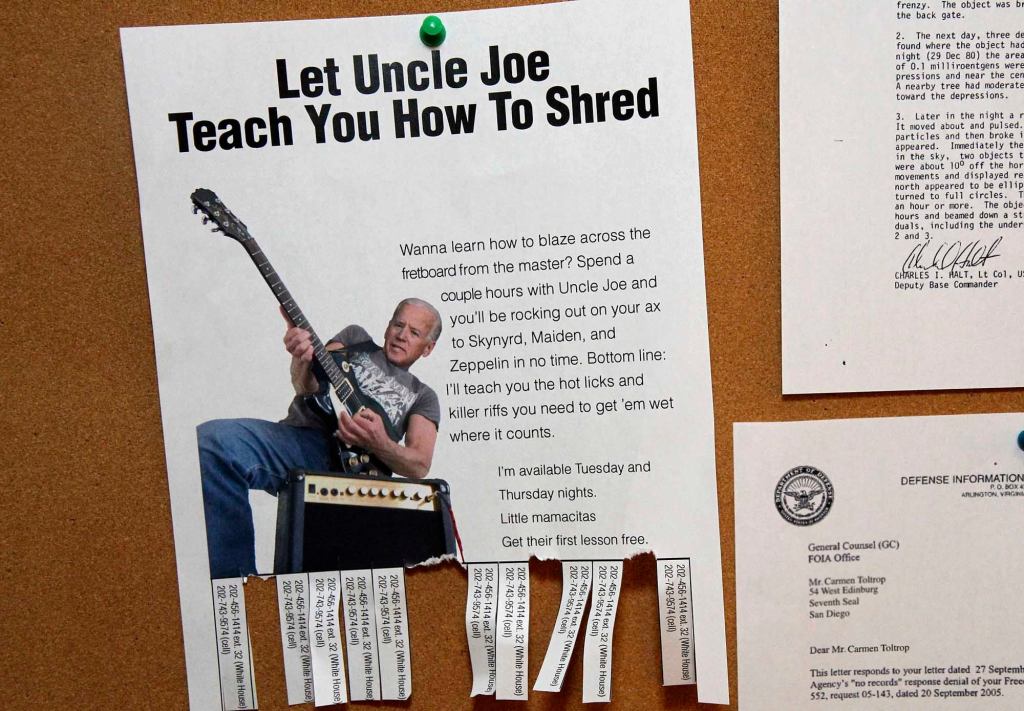 Biden Pins Up Guitar Lesson Flyers On White House Bulletin Board