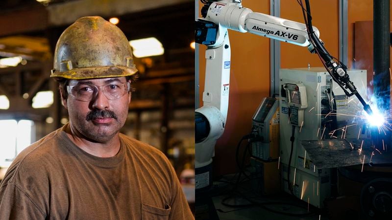 Ford Assembly Line Foreman Thinking About Asking Out Cute Welding Robot From Work