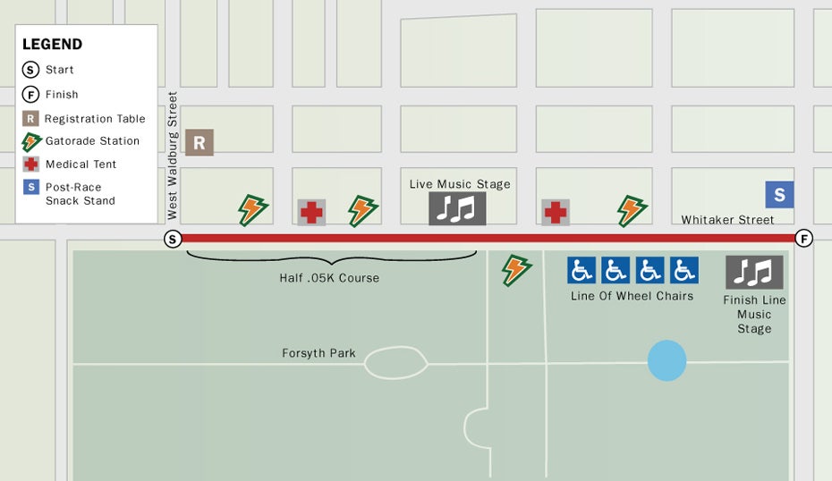 Inaugural Paula Deen .05K Walk For Diabetes Research Course Map