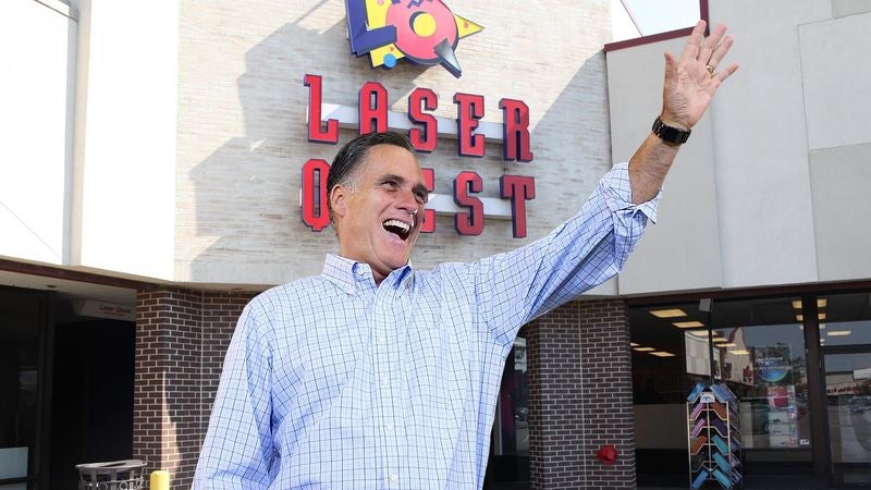 Mitt Romney Reaches Out To Young Voters With Laser Tag Pizza Party