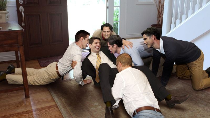 Paul Ryan Knocked Over By Pack Of Rambunctious Romney Boys