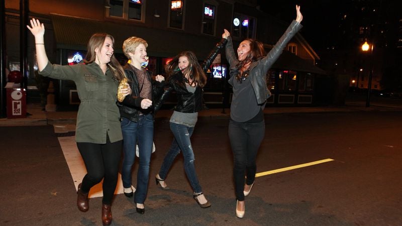 Drunk Women Find Their Run Across Busy Street Hilarious