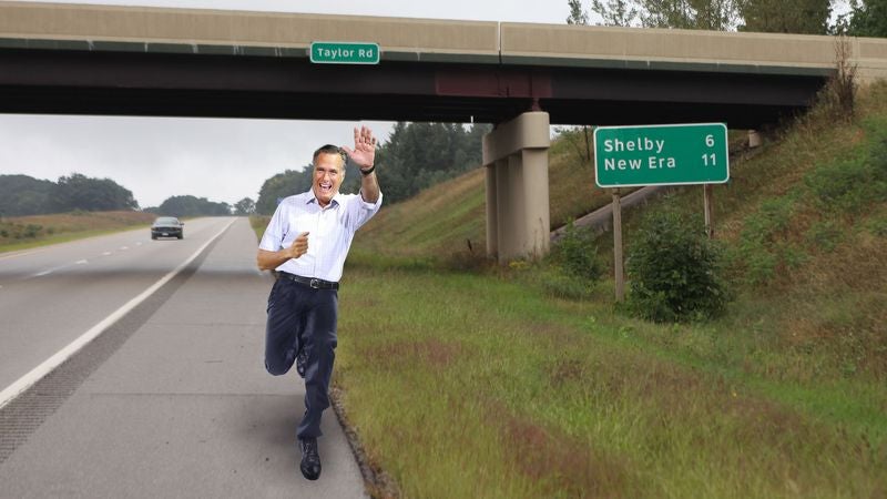 Mitt Romney Frantically Running Around Ohio Smiling And Waving