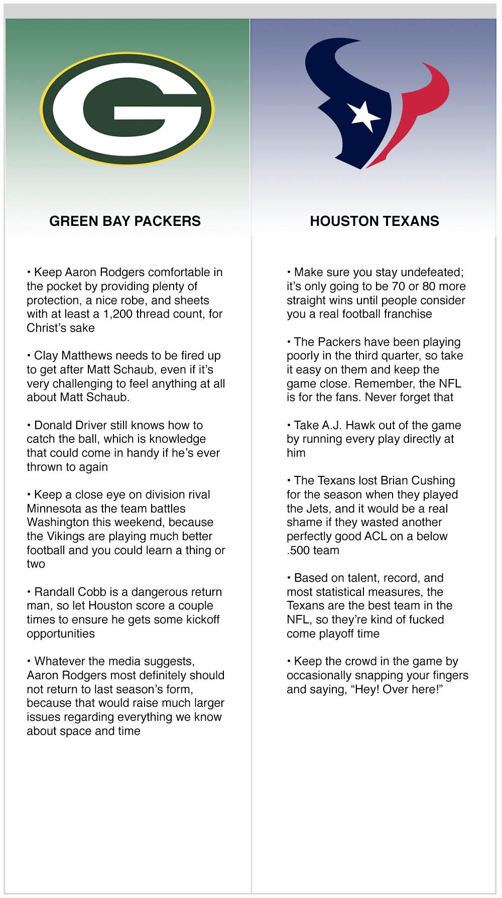 Packers vs. Texans