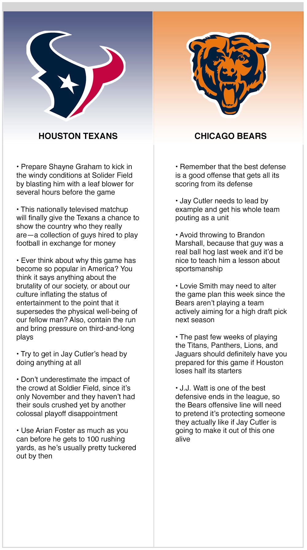 Texans vs. Bears