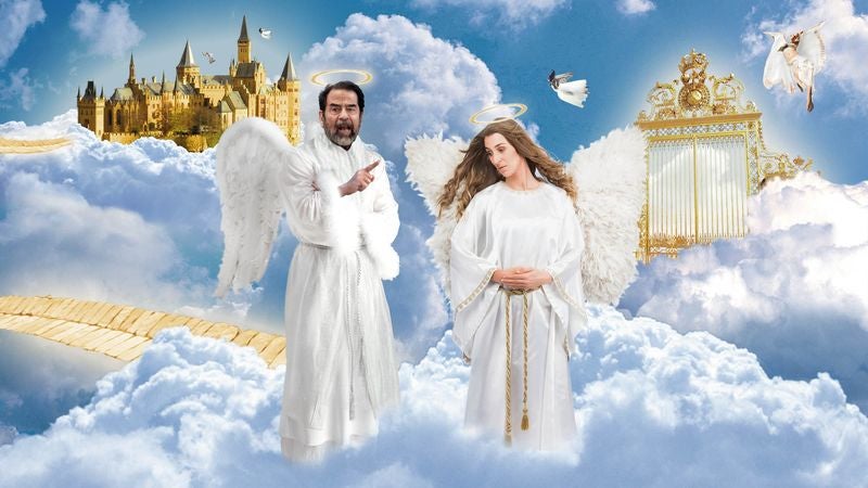 Saddam Hussein Complaining To Other Angels About All The Jews In Heaven