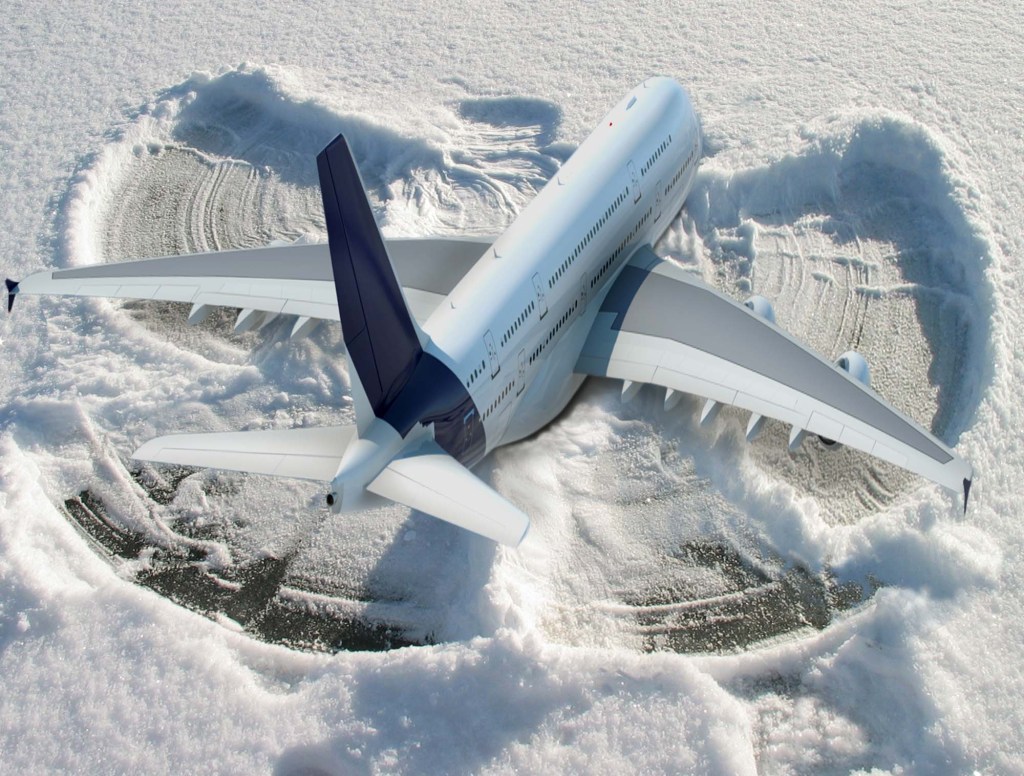 Grounded Plane Makes Snow Angel On Tarmac