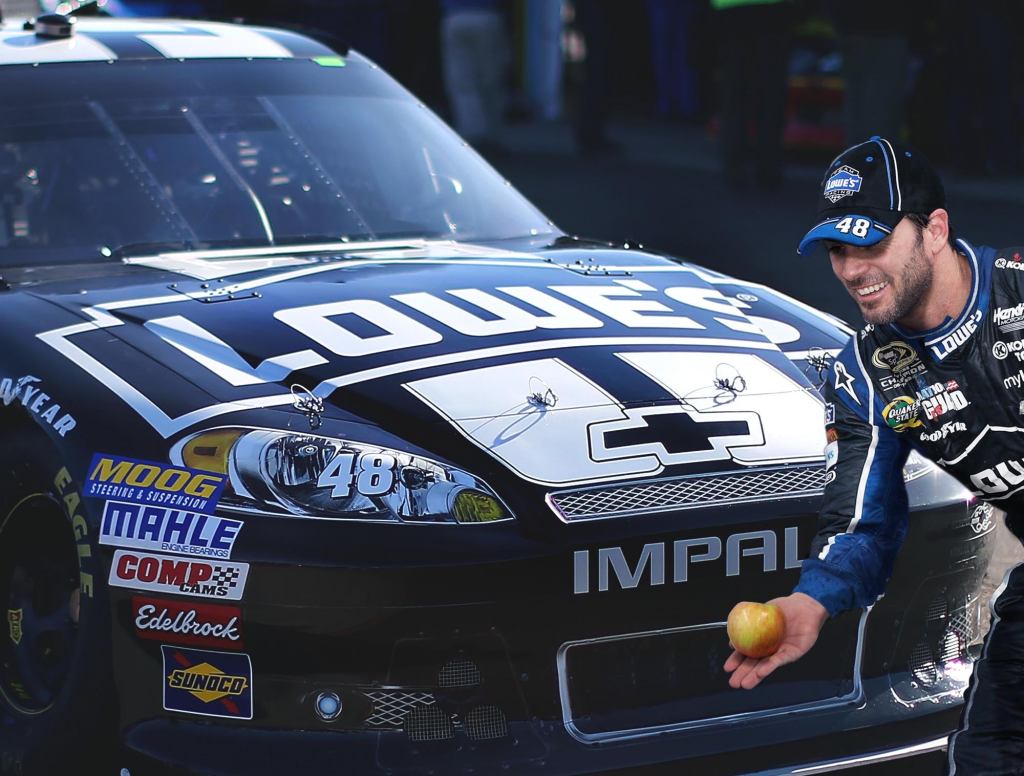 Jimmie Johnson Rewards Daytona 500 Winning Car With Tasty Apple