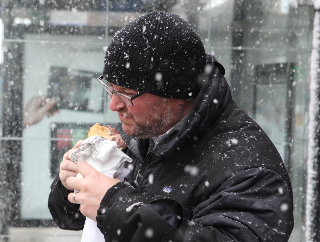 Chicago Man Brushes Mound Of Snow From Beef Sandwich Before Eating It