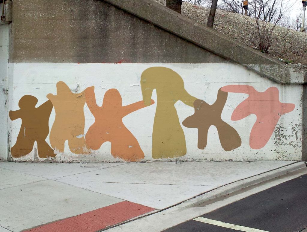 Community Mural Depicts Misshapen Globs Of All Races