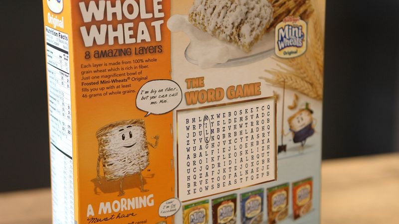 Word Search On Box Of Frosted Mini-Wheats Fucking Impossible