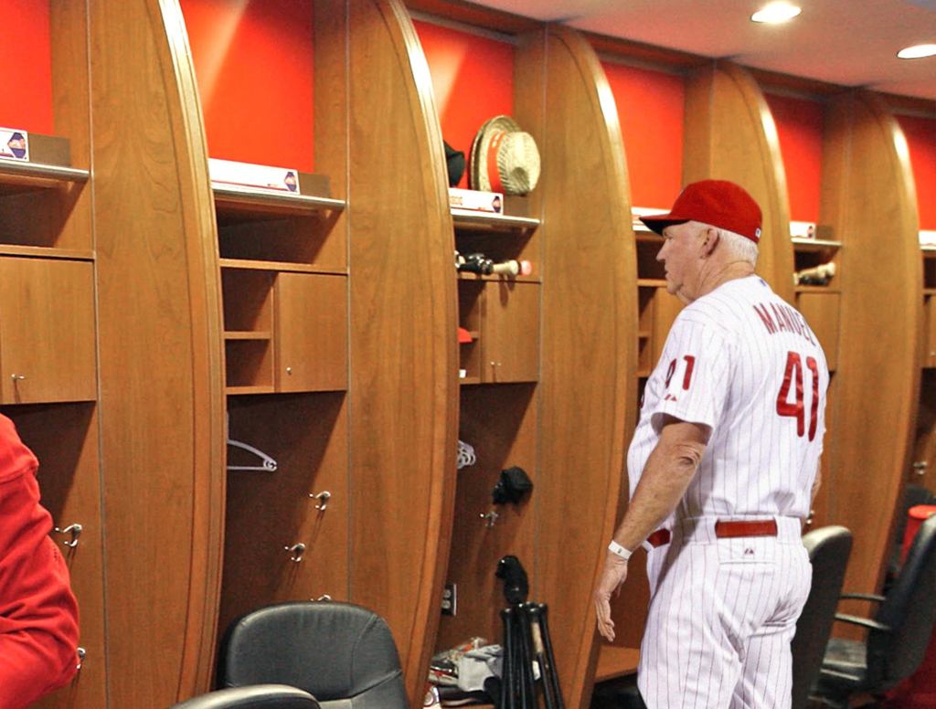 Charlie Manuel Seen Milling Aimlessly Around Phillies Locker Room During Post-Game Interview