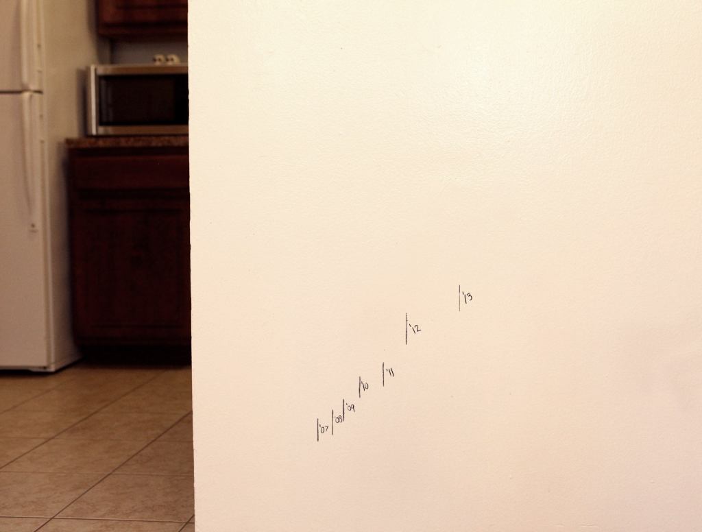 Parents Chart Child's Width On Kitchen Wall