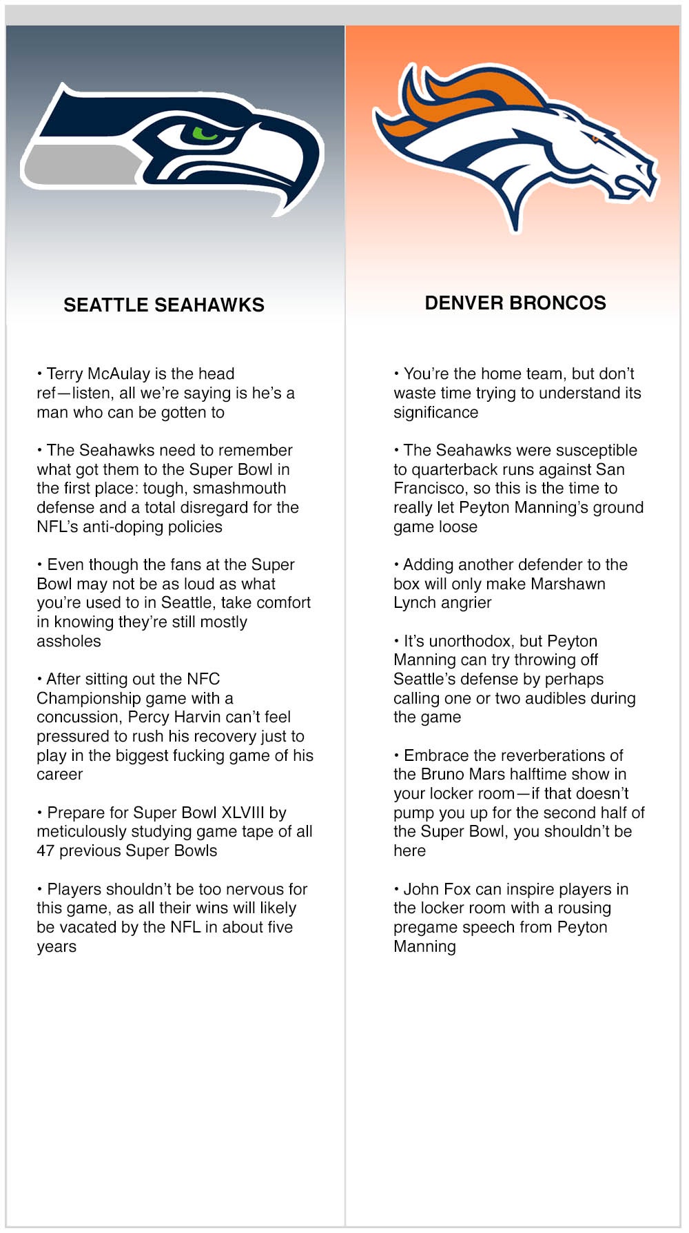 Seahawks vs. Broncos