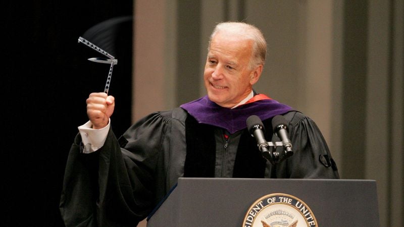 Biden Loses Control Of Butterfly Knife During Commencement Speech