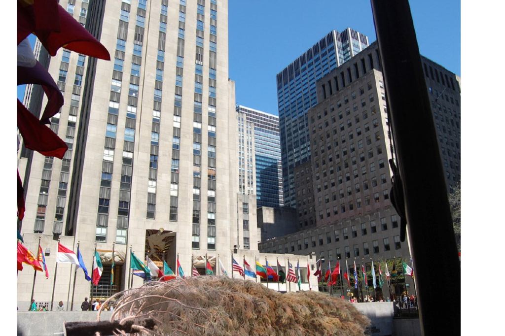 Christmas Tree Still Sitting On Curb Outside Rockefeller Center