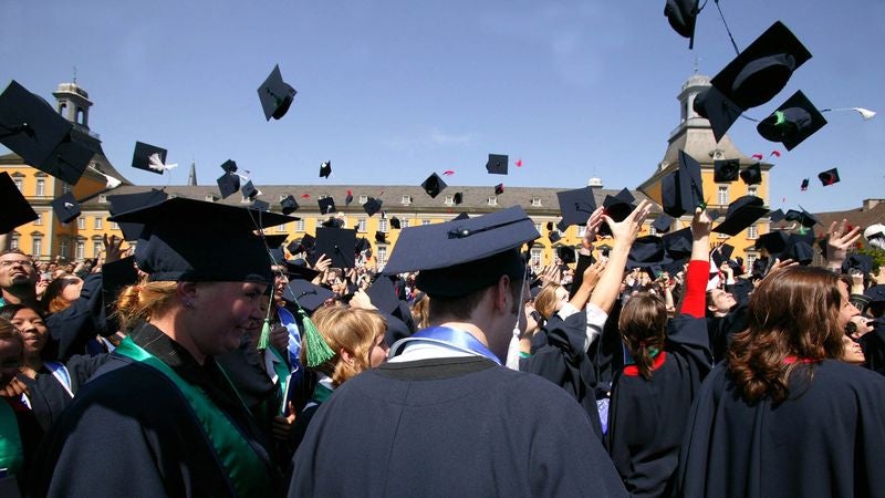 Date Rapist Tossing His Mortarboard Into Air 3 Rows In Front Of You