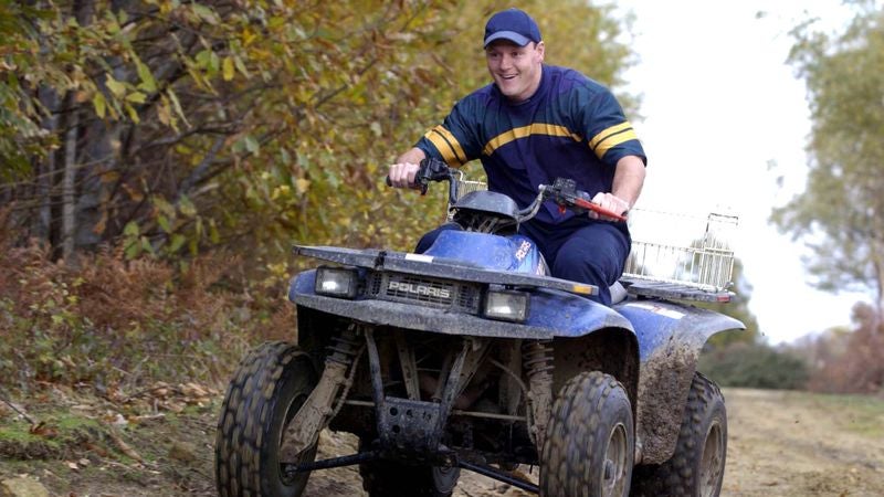 Guy Riding ATV Has Really Been Looking Forward To Breaking His Neck On Wooded Trail