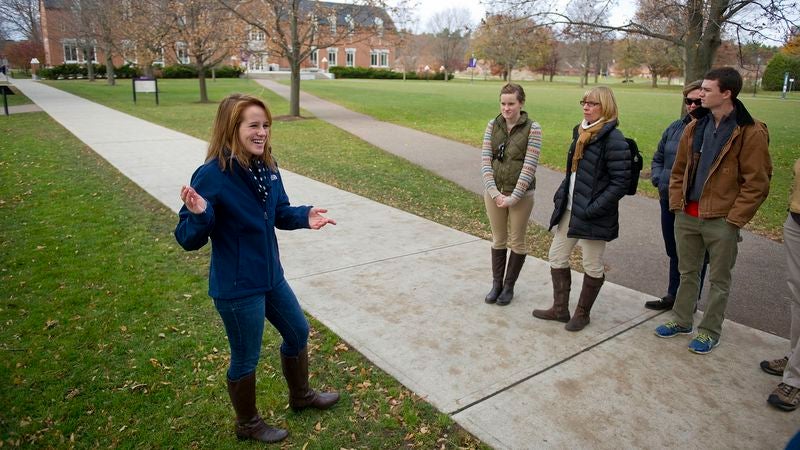 Campus Tour Guide Reminds Students At Each Stop They Have To Get In First