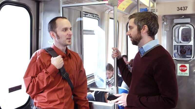 Coworkers Each Putting In Herculean Effort To Sustain Conversation For Entire Commute