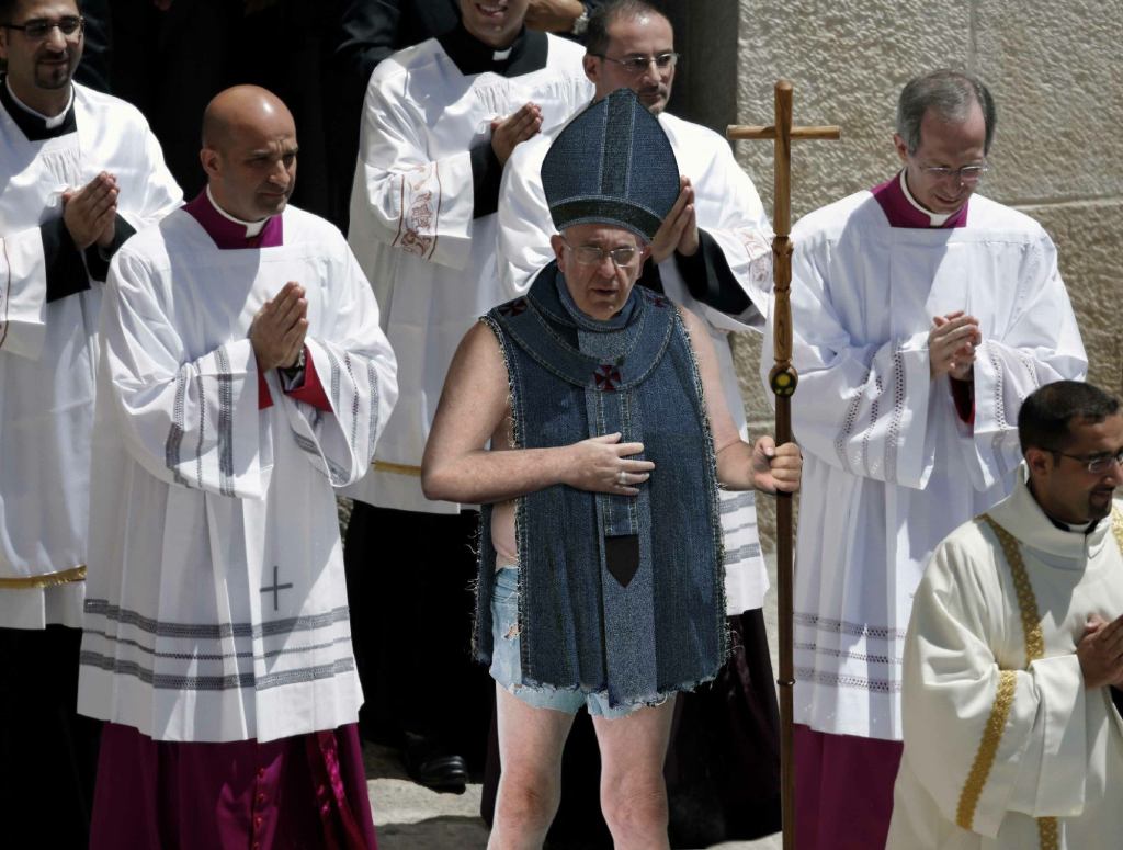 Pope Francis Attends Outdoor Mass In Cutoff Denim Vestments