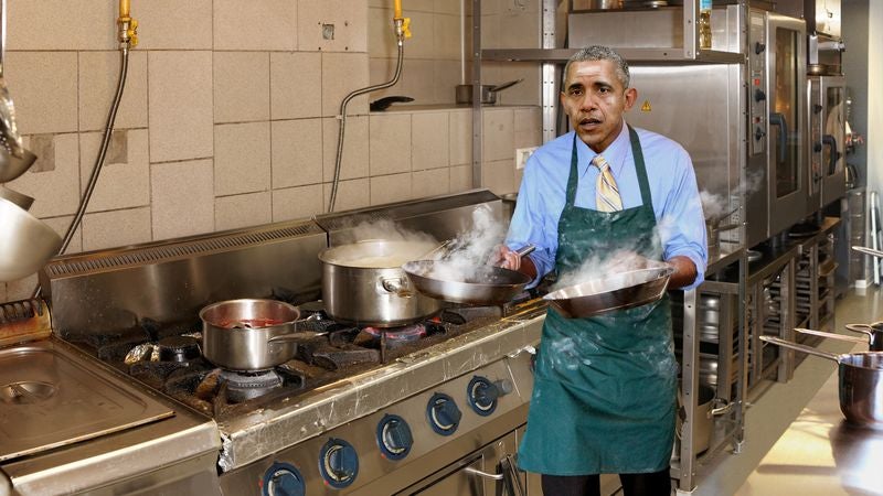 Obama Scrambling Around White House Kitchen Before State Dinner