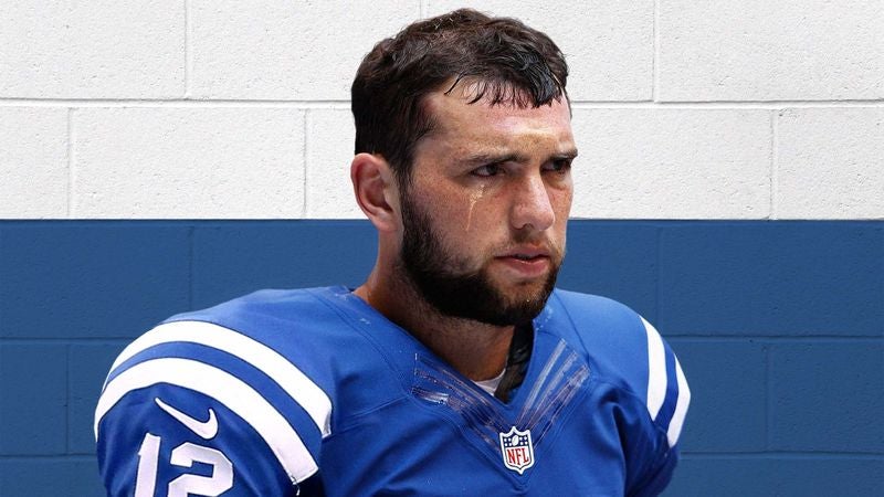 Tearful Andrew Luck Hugs Knees To Chest While Listening To Chuck Pagano, Ryan Grigson Fighting Downstairs