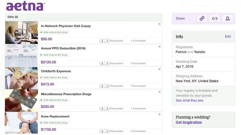 New Aetna Wedding Registry Lets Guests Purchase Medical Procedures Couple Picked Out